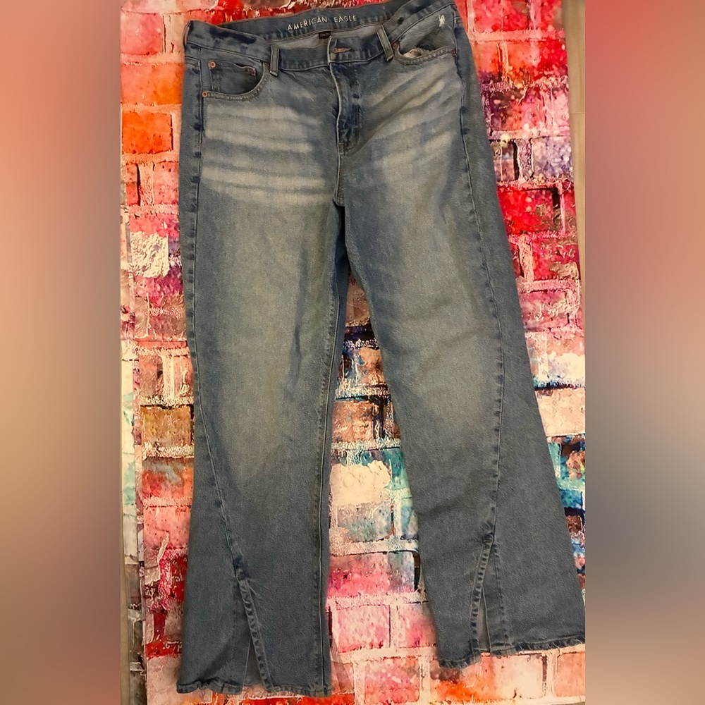 American Eagle Outfitters Blue Flare Wide Leg Jeans